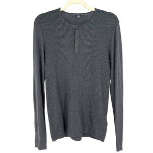 John Varvatos Silk Cashmere Henley Shirt Gray Size Small